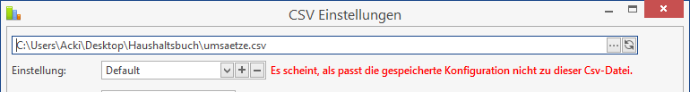 Konfiguration für unterschiedlicher CSVs