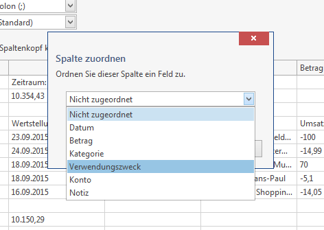 Zuordnen einer Spalte einer CSV-Datei