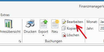 Buchung über das Menü bearbeiten