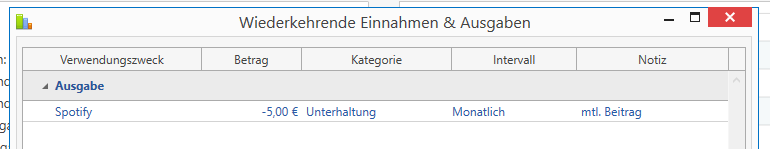 Spotify-Abbuchung mtl. 5 Euro