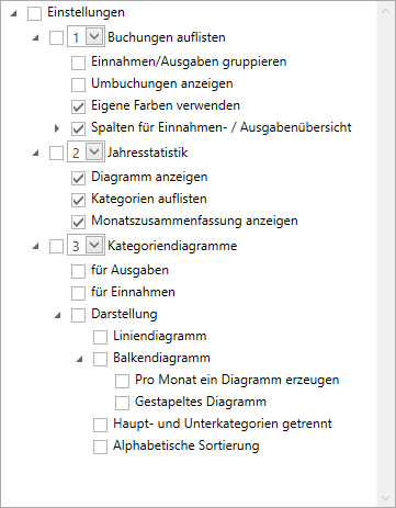 Menüstruktur Bericht