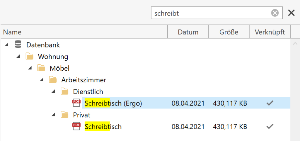 Mit STRG+F öffnet sich die Suche.