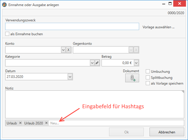 Hashtags nun auch für Buchungen